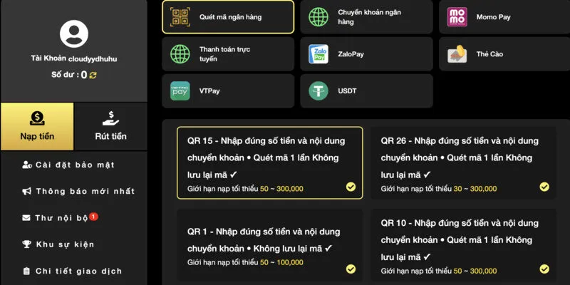 Win55 hỗ trợ nhiều phương thức gửi tiền khác nhau